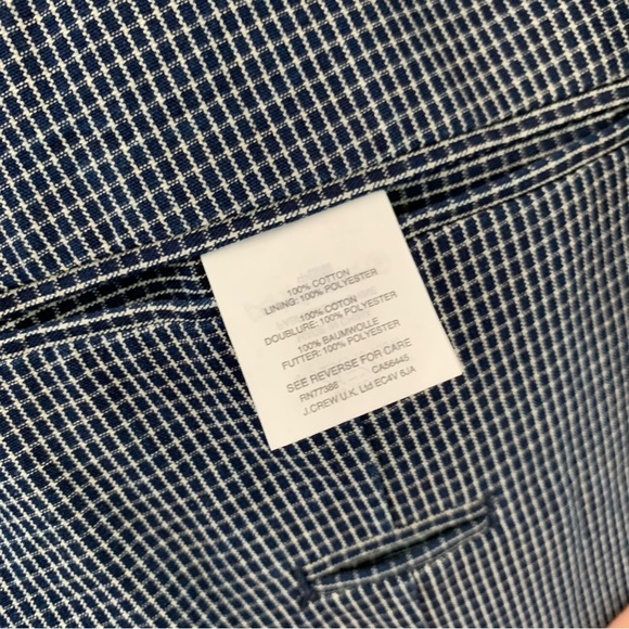 J Crew Ludlow Blazer Jacket Unlined Cotton Blue Grid Plaid Unstructuted 44 R - Picture 8 of 10